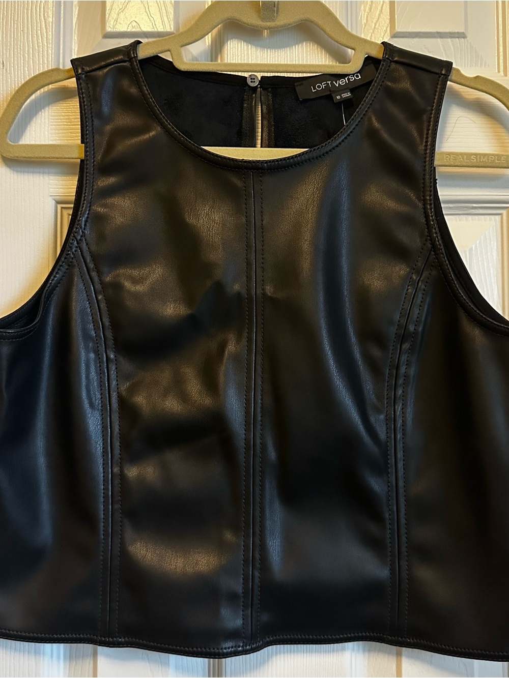 NWT LOFT Versa Faux Leather Black Cropped Tank Top